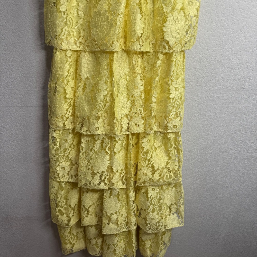 Laundry by Shelli Segal Lace Maxi Dress Size 2 XS Small yellow Tiered Ruffle NWT - Picture 4 of 11